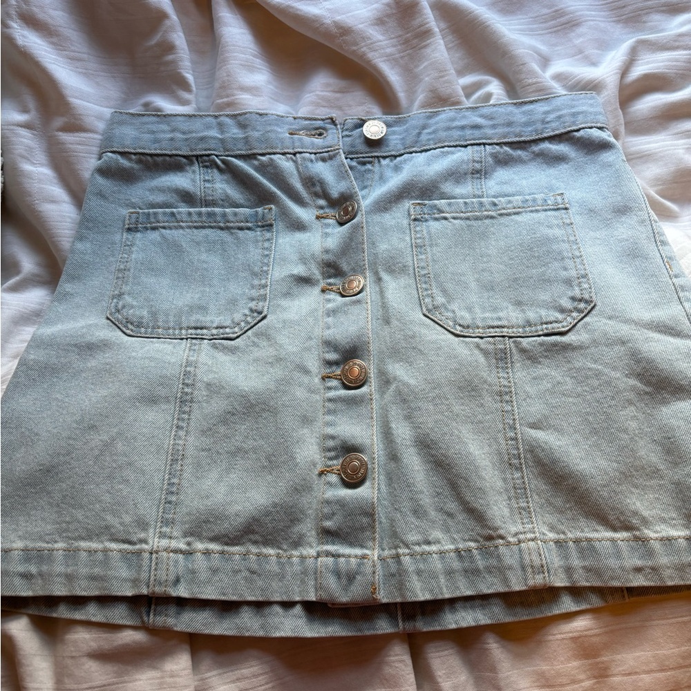 forever 21 jean skirt with buttons